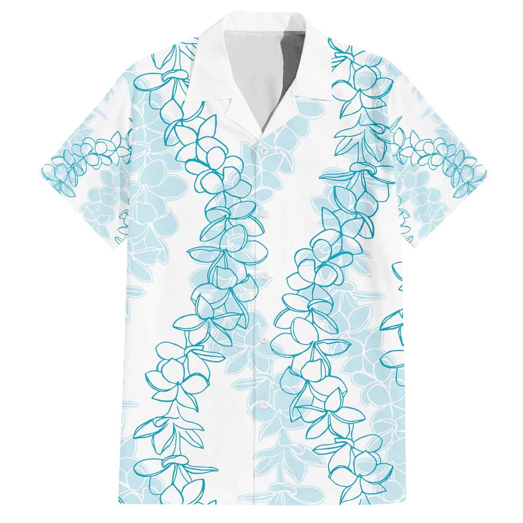 Hawaii Plumeria Lei Family Matching Summer Maxi Dress and Hawaiian Shirt Aloha Festive Vibe - Turquoise LT7 Dad's Shirt - Short Sleeve Turquoise - Polynesian Pride
