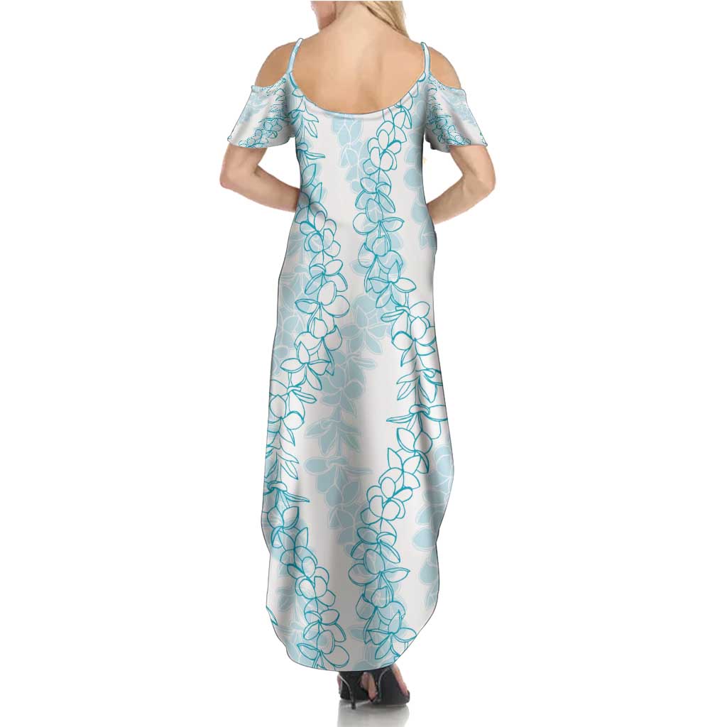 Hawaii Plumeria Lei Family Matching Summer Maxi Dress and Hawaiian Shirt Aloha Festive Vibe - Turquoise LT7 - Polynesian Pride