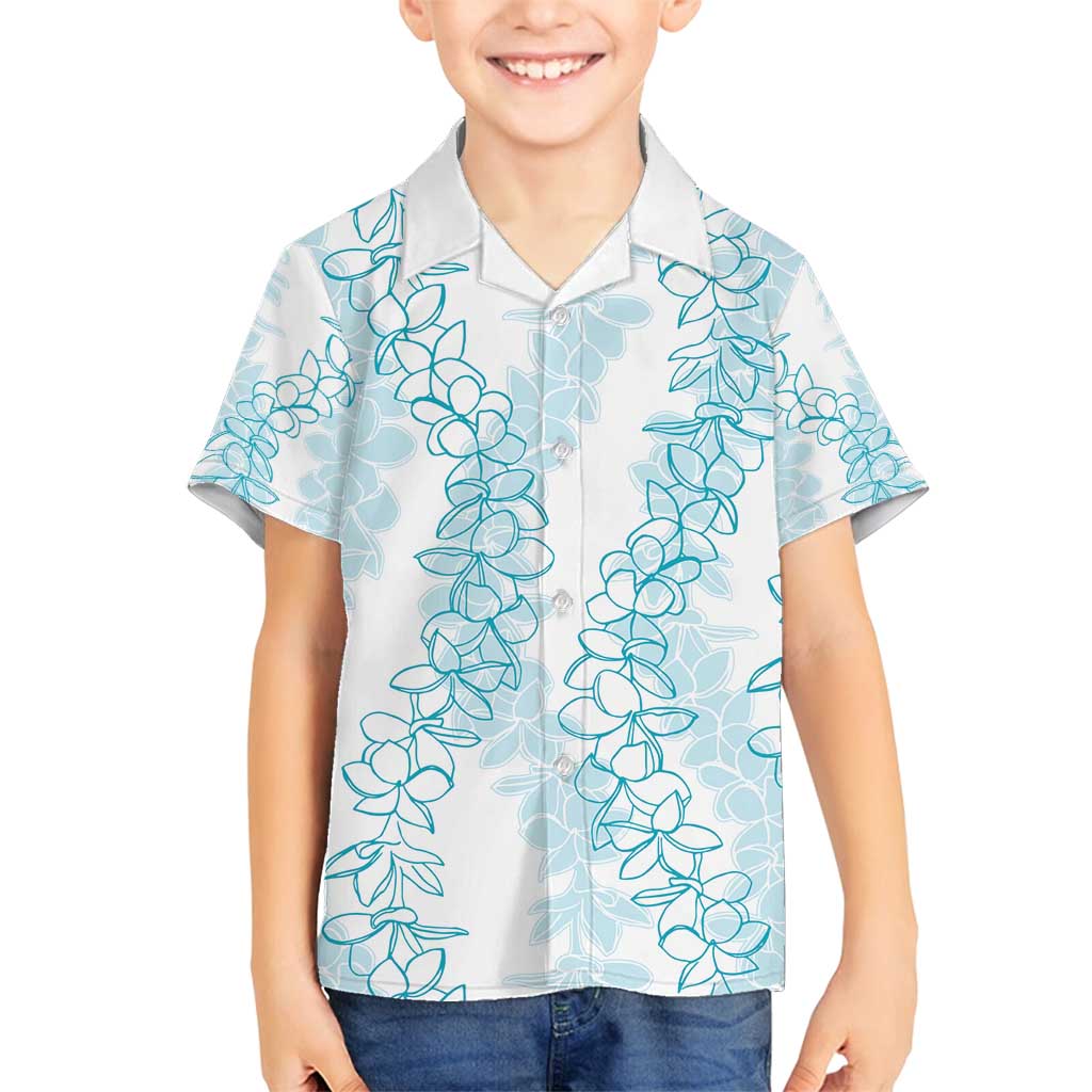 Hawaii Plumeria Lei Family Matching Summer Maxi Dress and Hawaiian Shirt Aloha Festive Vibe - Turquoise LT7 Son's Shirt Turquoise - Polynesian Pride