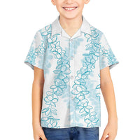 Hawaii Plumeria Lei Family Matching Summer Maxi Dress and Hawaiian Shirt Aloha Festive Vibe - Turquoise LT7 Son's Shirt Turquoise - Polynesian Pride