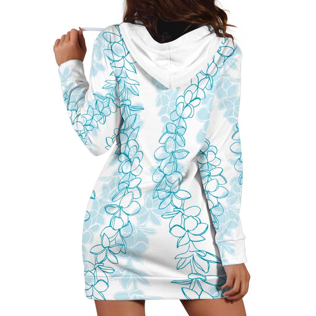 Hawaii Plumeria Lei Hoodie Dress Aloha Festive Vibe - Turquoise LT7 - Polynesian Pride