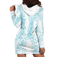 Hawaii Plumeria Lei Hoodie Dress Aloha Festive Vibe - Turquoise LT7 - Polynesian Pride