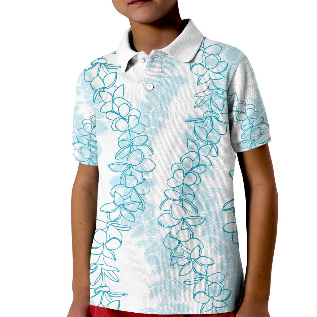 Hawaii Plumeria Lei Kid Polo Shirt Aloha Festive Vibe - Turquoise LT7 Kid Turquoise - Polynesian Pride