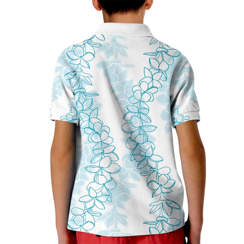 Hawaii Plumeria Lei Kid Polo Shirt Aloha Festive Vibe - Turquoise LT7 - Polynesian Pride