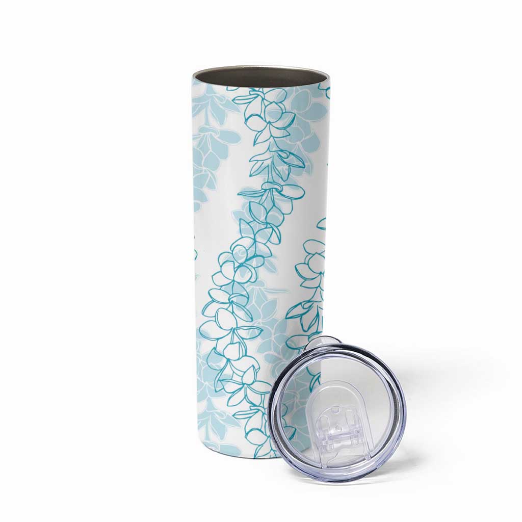 Hawaii Plumeria Lei Skinny Tumbler Aloha Festive Vibe - Turquoise LT7 - Polynesian Pride