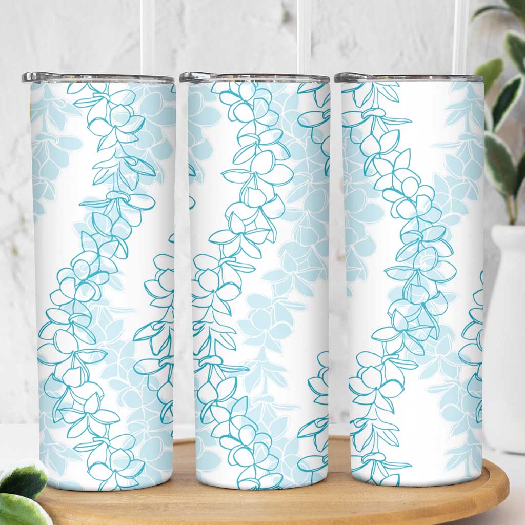 Hawaii Plumeria Lei Skinny Tumbler Aloha Festive Vibe - Turquoise LT7 - Polynesian Pride