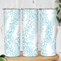 Hawaii Plumeria Lei Skinny Tumbler Aloha Festive Vibe - Turquoise LT7 - Polynesian Pride