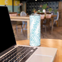 Hawaii Plumeria Lei Skinny Tumbler Aloha Festive Vibe - Turquoise LT7 - Polynesian Pride