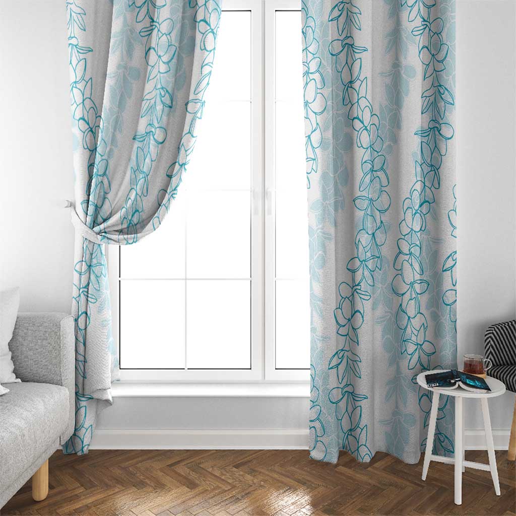 Hawaii Plumeria Lei Window Curtain Aloha Festive Vibe - Turquoise