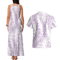 Hawaii Plumeria Lei Couples Matching Tank Maxi Dress and Hawaiian Shirt Aloha Festive Vibe - Amethyst LT7 - Polynesian Pride
