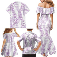 Hawaii Plumeria Lei Family Matching Mermaid Dress and Hawaiian Shirt Aloha Festive Vibe - Amethyst LT7 - Polynesian Pride