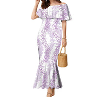 Hawaii Plumeria Lei Family Matching Mermaid Dress and Hawaiian Shirt Aloha Festive Vibe - Amethyst LT7 Mom's Dress Amethyst - Polynesian Pride