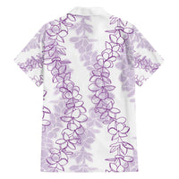 Hawaii Plumeria Lei Family Matching Off The Shoulder Long Sleeve Dress and Hawaiian Shirt Aloha Festive Vibe - Amethyst LT7 - Polynesian Pride