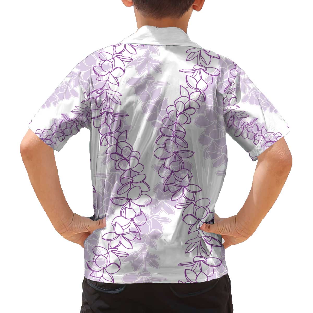 Hawaii Plumeria Lei Family Matching Puletasi and Hawaiian Shirt Aloha Festive Vibe - Amethyst LT7 - Polynesian Pride