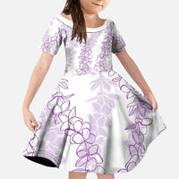 Hawaii Plumeria Lei Family Matching Short Sleeve Bodycon Dress and Hawaiian Shirt Aloha Festive Vibe - Amethyst LT7 Daughter's Dress Amethyst - Polynesian Pride