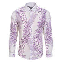 Hawaii Plumeria Lei Family Matching Short Sleeve Bodycon Dress and Hawaiian Shirt Aloha Festive Vibe - Amethyst LT7 Dad's Shirt - Long Sleeve Amethyst - Polynesian Pride