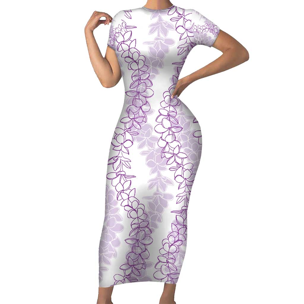 Hawaii Plumeria Lei Family Matching Short Sleeve Bodycon Dress and Hawaiian Shirt Aloha Festive Vibe - Amethyst LT7 Mom's Dress Amethyst - Polynesian Pride