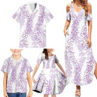 Hawaii Plumeria Lei Family Matching Summer Maxi Dress and Hawaiian Shirt Aloha Festive Vibe - Amethyst LT7 - Polynesian Pride