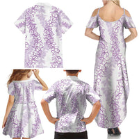 Hawaii Plumeria Lei Family Matching Summer Maxi Dress and Hawaiian Shirt Aloha Festive Vibe - Amethyst LT7 - Polynesian Pride