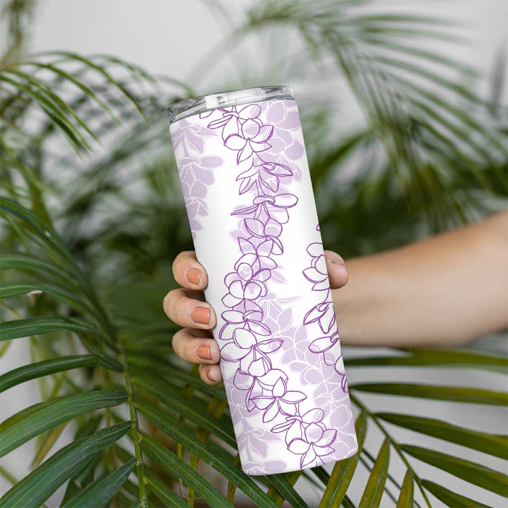 Hawaii Plumeria Lei Skinny Tumbler Aloha Festive Vibe - Amethyst LT7 - Polynesian Pride