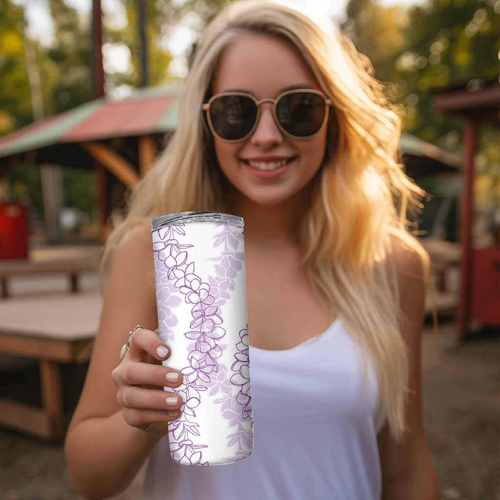 Hawaii Plumeria Lei Skinny Tumbler Aloha Festive Vibe - Amethyst LT7 - Polynesian Pride