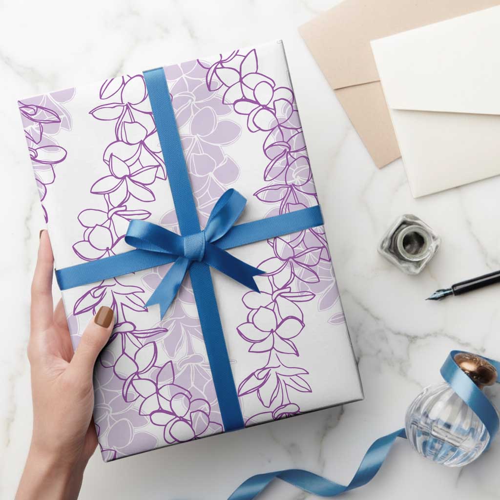 Hawaii Plumeria Lei Wrapping Paper Aloha Festive Vibe - Amethyst
