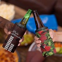 Hawaii Mele Kalikimaka Kakau 4 in 1 Can Cooler Tumbler I'iwi Bird on Ohia Lehua LT7 - Polynesian Pride