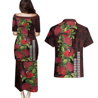 Hawaii Mele Kalikimaka Kakau Couples Matching Puletasi and Hawaiian Shirt I'iwi Bird on Ohia Lehua LT7 - Polynesian Pride