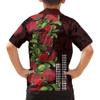 Hawaii Mele Kalikimaka Kakau Family Matching Off Shoulder Maxi Dress and Hawaiian Shirt I'iwi Bird on Ohia Lehua LT7 - Polynesian Pride
