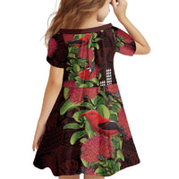 Hawaii Mele Kalikimaka Kakau Family Matching Off Shoulder Maxi Dress and Hawaiian Shirt I'iwi Bird on Ohia Lehua LT7 - Polynesian Pride