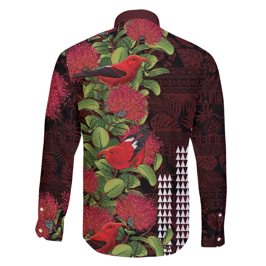 Hawaii Mele Kalikimaka Kakau Family Matching Off Shoulder Maxi Dress and Hawaiian Shirt I'iwi Bird on Ohia Lehua LT7 - Polynesian Pride