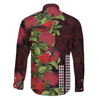 Hawaii Mele Kalikimaka Kakau Family Matching Off Shoulder Maxi Dress and Hawaiian Shirt I'iwi Bird on Ohia Lehua LT7 - Polynesian Pride