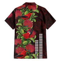 Hawaii Mele Kalikimaka Kakau Family Matching Short Sleeve Bodycon Dress and Hawaiian Shirt I'iwi Bird on Ohia Lehua