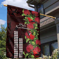 Hawaii Mele Kalikimaka Kakau Garden Flag I'iwi Bird on Ohia Lehua LT7 - Polynesian Pride