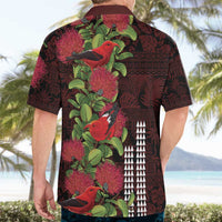 Hawaii Mele Kalikimaka Kakau Hawaiian Shirt I'iwi Bird on Ohia Lehua LT7 - Polynesian Pride
