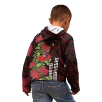 Hawaii Mele Kalikimaka Kakau Kid Hoodie I'iwi Bird on Ohia Lehua LT7 - Polynesian Pride