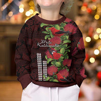 Hawaii Mele Kalikimaka Kakau Kid Ugly Christmas Sweater I'iwi Bird on Ohia Lehua LT7 - Polynesian Pride