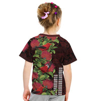 Hawaii Mele Kalikimaka Kakau Kid T Shirt I'iwi Bird on Ohia Lehua LT7 - Polynesian Pride