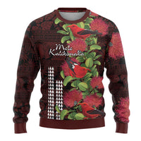 Hawaii Mele Kalikimaka Kakau Ugly Christmas Sweater I'iwi Bird on Ohia Lehua LT7 - Polynesian Pride