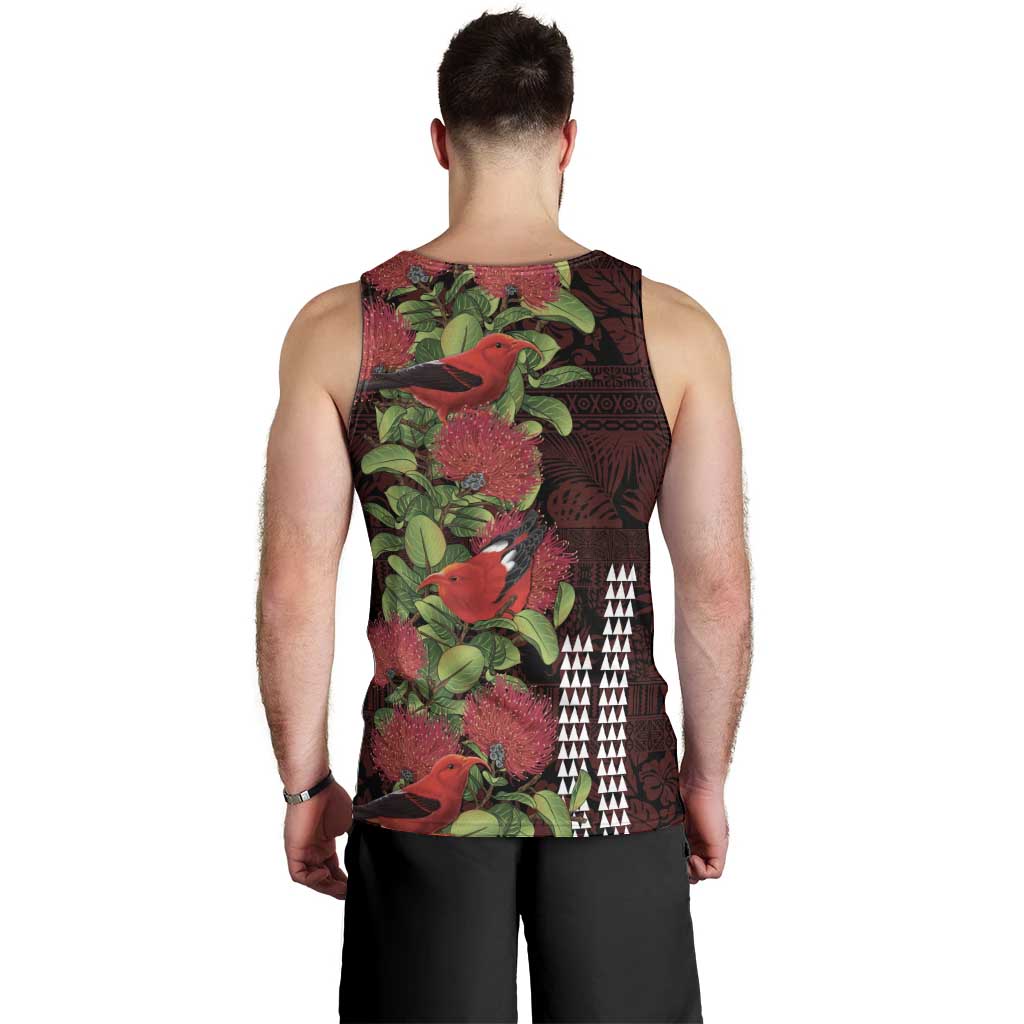 Hawaii Mele Kalikimaka Kakau Men Tank Top I'iwi Bird on Ohia Lehua LT7 - Polynesian Pride