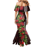 Hawaii Mele Kalikimaka Kakau Mermaid Dress I'iwi Bird on Ohia Lehua LT7 - Polynesian Pride