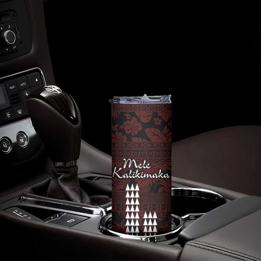 Hawaii Mele Kalikimaka Kakau Skinny Tumbler I'iwi Bird on Ohia Lehua LT7 - Polynesian Pride