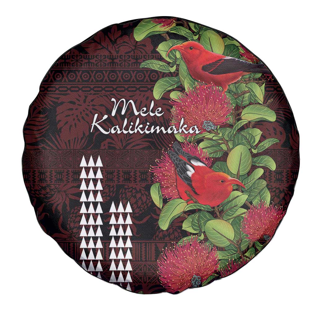 Hawaii Mele Kalikimaka Kakau Spare Tire Cover I'iwi Bird on Ohia Lehua LT7 - Polynesian Pride