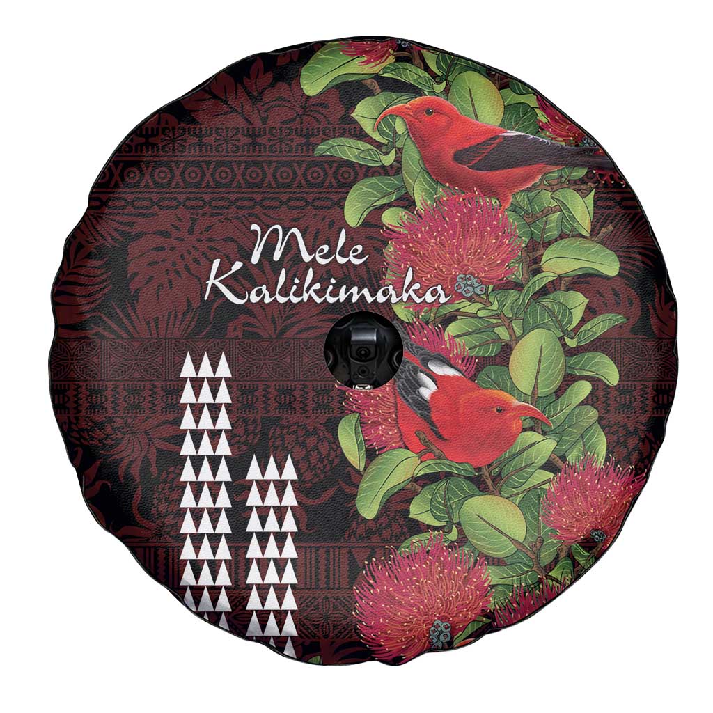 Hawaii Mele Kalikimaka Kakau Spare Tire Cover I'iwi Bird on Ohia Lehua LT7 - Polynesian Pride