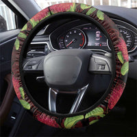 Hawaii Mele Kalikimaka Kakau Steering Wheel Cover I'iwi Bird on Ohia Lehua LT7 - Polynesian Pride