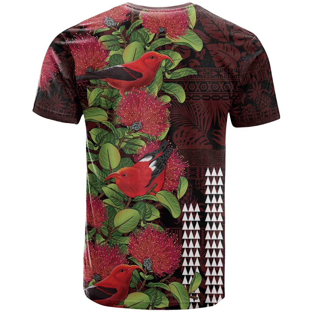 Hawaii Mele Kalikimaka Kakau T Shirt I'iwi Bird on Ohia Lehua LT7 - Polynesian Pride