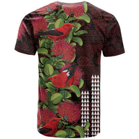 Hawaii Mele Kalikimaka Kakau T Shirt I'iwi Bird on Ohia Lehua LT7 - Polynesian Pride