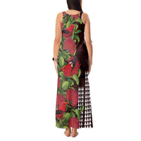 Hawaii Mele Kalikimaka Kakau Tank Maxi Dress I'iwi Bird on Ohia Lehua LT7 - Polynesian Pride