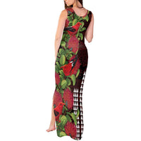 Hawaii Mele Kalikimaka Kakau Tank Maxi Dress I'iwi Bird on Ohia Lehua LT7 - Polynesian Pride