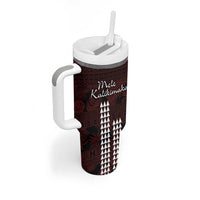 Hawaii Mele Kalikimaka Kakau Tumbler With Handle I'iwi Bird on Ohia Lehua LT7 - Polynesian Pride